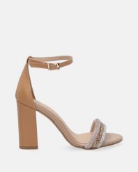BEŻOWE SANDAŁY NA WYSOKIM SŁUPKU 38451 PELL CAMEL. Brązowe sandały Venezia, bez wzorów, ze skóry, bez obcasa, na słupku, bez zapięcia. Za 449.00 zł.