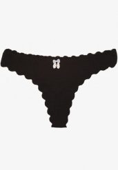 Czarne Bawełniane Majtki Stringi z Prążkowanej Tkaniny Eziane. Czarne stringi Born2be, bez wzorów, z bawełny. Za 9.99 zł.