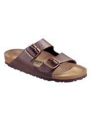 Birkenstock Klapki "Arizona" w kolorze ciemnobrązowym rozmiar: 38. Brązowe klapki Birkenstock, bez wzorów, klasyczne, z otwartym noskiem, bez obcasa, bez zapięcia. Za 322.73 zł.