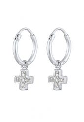 Elli Damska zawieszka kreole krzyżyk z cyrkoniami w srebrze próby 925 Sterling Silver Kolczyki koła 1 ct Damski. Szare kolczyki Elli, z cyrkonią, srebrne. Za 283.99 zł.