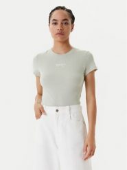 Tommy Jeans T-Shirt Essential DW0DW20913 Zielony Slim Fit. Zielone t-shirty Tommy Jeans, l, bez wzorów, z bawełny, bez kołnierzyka, bez ramiączek. Za 129.99 zł.