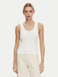 Tommy Hilfiger Top Henley WW0WW43920 Biały Slim Fit. Białe topy Tommy Hilfiger, xxl, bez wzorów, z bawełny, bez kołnierzyka, bez ramiączek. Za 179.99 zł.