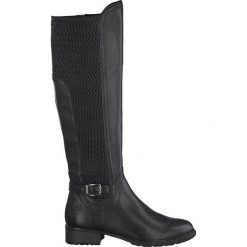 Tamaris Skórzane kozaki ze stretchem. czarny female czarny 36. Czarne kozaki Tamaris, bez wzorów, ze skóry, klasyczne, bez obcasa, bez zapięcia. Za 479.00 zł.