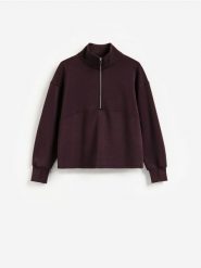 Bluza z dodatkiem modalu - ciemnofioletowy. Fioletowe bluzy bez kaptura Reserved, l, bez wzorów, z dzianiny, bez kaptura. Za 129.99 zł.