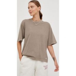 Reebok Classic t-shirt damski kolor brązowy. Brązowe t-shirty Reebok Classic, l, bez wzorów, bez kołnierzyka, bez ramiączek. W wyprzedaży za 109.99 zł.