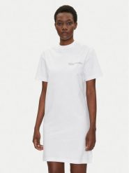 KARL LAGERFELD Sukienka codzienna A2W13036 Biały Regular Fit. Białe sukienki KARL LAGERFELD, na co dzień, m, bez wzorów, z bawełny, bez kołnierzyka, bez ramiączek, proste. Za 309.99 zł.