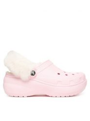 Crocs Klapki Classic Platform Fuzz Lined Clog 212854 Różowy. Czerwone klapki Crocs, bez wzorów, z tworzywa sztucznego, bez obcasa, bez zapięcia. Za 309.99 zł.