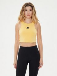 Adidas Top City Escape IS0668 Żółty Slim Fit. Żółte topy adidas, m, bez wzorów, bez kołnierzyka, bez ramiączek. Za 89.99 zł.