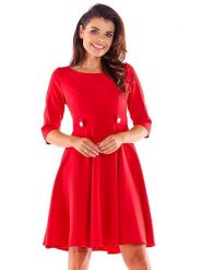 Awama Sukienka w kolorze czerwonym rozmiar: M. Czerwone sukienki Awama, m, bez wzorów, bez kołnierzyka, bez ramiączek, mini, rozkloszowane. Za 149.66 zł.