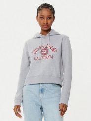 Guess Bluza W5RQ29 K68I4 Szary Regular Fit. Szare bluzy Guess, l, z aplikacjami, z bawełny, bez kaptura. Za 259.99 zł.