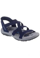 Sandały SKECHERS REGGAE SLIM Niebieski. Niebieskie sandały Skechers, bez wzorów, z materiału, bez obcasa, bez zapięcia. Za 490.00 zł.
