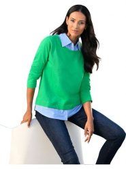 Heine Bluza w kolorze zielonym rozmiar: 44. Zielone bluzy bez kaptura Heine, bez wzorów, z bawełny, bez kaptura. Za 59.95 zł.