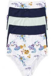 Figi z wysoką talią (5 par), z bawełny organicznej. Białe figi bonprix, bez wzorów, z bawełny. Za 82.99 zł.