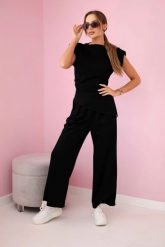 Komplet asymetryczna bluzka + spodnie czarny. Czarne bluzki KESI, l, bez wzorów, z dresówki, biznesowe, z asymetrycznym kołnierzem, plus size, bez ramiączek. Za 342.93 zł.