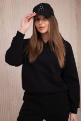 Komplet ocieplany z bluzą wiązaną u dołu czarny. Czarne bluzy KESI, l, bez wzorów, z bawełny, bez ramiączek, bez kaptura. Za 388.89 zł.