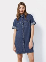Noisy May Sukienka jeansowa New Signe 27030040 Niebieski Loose Fit. Niebieskie sukienki Noisy May, s, bez wzorów, z bawełny, bez kołnierzyka, bez ramiączek. Za 139.99 zł.