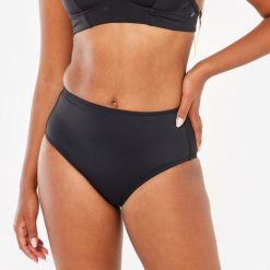 Dół kostiumu kąpielowego surfingowego damski Olaian Romi. Czarne bikini OLAIAN, bez wzorów, z elastanu, sportowe. Za 59.99 zł.