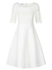 APART Sukienka w kolorze kremowym rozmiar: 42. Białe sukienki Apart, bez wzorów, z koronki, bez kołnierzyka, bez ramiączek, midi, rozkloszowane. Za 314.01 zł.