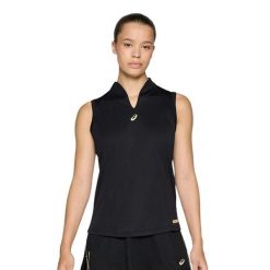 Damski tank top Asics. Czarne topy ASICS, bez wzorów, sportowe, bez kołnierzyka, bez ramiączek. Za 187.00 zł.