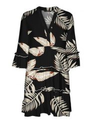 Vero Moda Sukienka w kolorze czarno-beżowym rozmiar: L. Brązowe sukienki Vero Moda, l, bez wzorów, z wiskozy, bez kołnierzyka, bez ramiączek, mini. Za 105.88 zł.