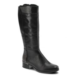 Czarne Kozaki Simen Damskie Skórzane Buty Zimowe. Czarne kozaki Simen, na zimę, bez wzorów, ze skóry, bez obcasa, na płaskiej podeszwie, bez zapięcia. Za 309.00 zł.