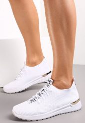 Białe Wsuwane Buty Sportowe z Metaliczną Wstawką Admas. Białe buty sportowe lifestyle Renee, z aplikacjami, bez zapięcia. W wyprzedaży za 55.99 zł.