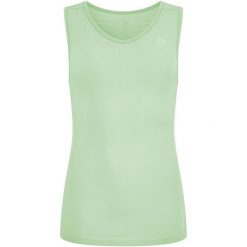Koszulka damska Odlo PERFORMANCE X-LIGHT BL TOP v-neck singlet. Zielone topy ODLO, bez wzorów, bez kołnierzyka, bez ramiączek. W wyprzedaży za 179.99 zł.