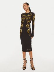 Versace Jeans Couture Sukienka codzienna 77HAO9P8 Czarny Slim Fit. Czarne sukienki Versace Jeans Couture, na co dzień, bez wzorów, z jeansu, bez kołnierzyka, bez ramiączek, proste. Za 1,129.00 zł.