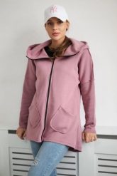 Bluza ocieplana z dłuższym tyłem i kieszeniami ciemno różowa. Czerwone bluzy KESI, l, bez wzorów, z bawełny, bez ramiączek, bez kaptura. Za 198.65 zł.