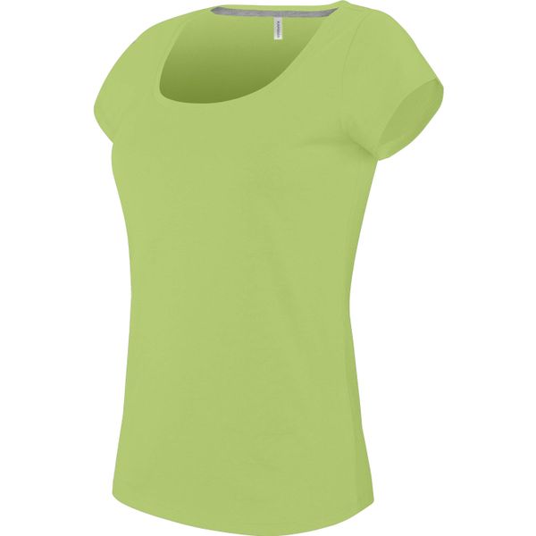 Koszulka damska Kariban Col Bateau. Zielone t-shirty sportowe KARIBAN, bez wzorów, z bawełny, bez ramiączek. Za 65.00 zł.