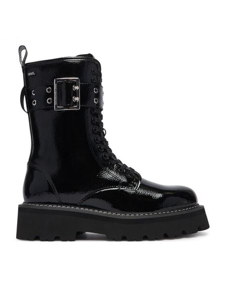 KARL LAGERFELD Trzewiki Kyla KL43475 Czarny. Czarne botki KARL LAGERFELD, bez wzorów, ze skóry, bez obcasa, na płaskiej podeszwie, bez zapięcia. Za 1,229.00 zł.