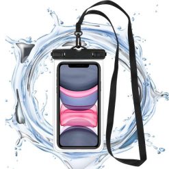 Wodoodporne etui na telefon pokrowiec 18x11 cm przezroczysta saszetka. Nerki i saszetki Springos, bez wzorów, sportowe, bez dodatków. Za 9.99 zł.