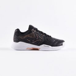 Buty tenisowe damskie Artengo Strong na każdą nawierzchnię. Czarne buty treningowe ARTENGO, bez wzorów, bez zapięcia, tenisowe. Za 279.99 zł.