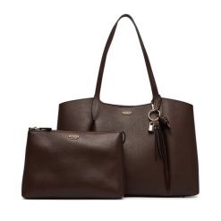 Torebka Guess. Brązowe shopper bag Guess, z aplikacjami, bez dodatków. Za 634.99 zł.