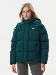 Tommy Jeans Kurtka puchowa Alaska DW0DW18610 Zielony ciemny Regular Fit. Zielone kurtki Tommy Jeans, s, bez wzorów, z jeansu, bez kaptura. Za 1,199.00 zł.