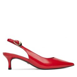 Czółenka GINO ROSSI. Czerwone czółenka Gino Rossi, bez wzorów, bez obcasa, bez zapięcia. Za 299.99 zł.