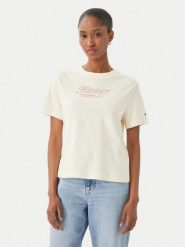 Tommy Hilfiger T-Shirt Logo Interlock WW0WW48707 Beżowy jasny Regular Fit. Brązowe t-shirty Tommy Hilfiger, m, bez wzorów, z bawełny, bez kołnierzyka, bez ramiączek. Za 209.99 zł.