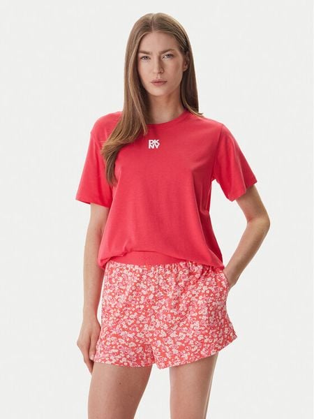 DKNY Piżama YI90095 Koralowy Regular Fit. Pomarańczowe piżamy DKNY, s, bez wzorów, z bawełny, bez kołnierzyka, bez ramiączek. Za 279.99 zł.