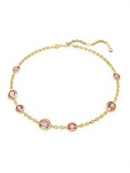 Swarovski Pozłacany naszyjnik z elementami ozdobnymi - dł. 34 cm rozmiar: onesize. Różowe naszyjniki Swarovski, z materiału, z cyrkonią, metalowe. Za 347.99 zł.