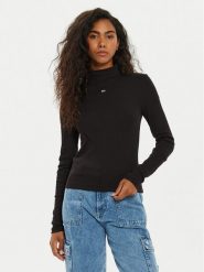 Tommy Jeans Bluzka Tjw Essential Mock Neck DW0DW19830 Czarny Slim Fit. Czarne bluzki Tommy Jeans, xxs, bez wzorów, z bawełny, bez kołnierzyka, bez ramiączek. Za 229.99 zł.