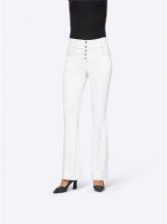 Heine Dżinsy - Slim fit - w kolorze białym rozmiar: W17. Białe jeansy Heine, bez wzorów, klasyczne, z podwyższonym stanem. Za 43.88 zł.