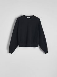 Bawełniana bluza - czarny. Czarne bluzy Reserved, l, bez wzorów, z bawełny, bez ramiączek, bez kaptura. Za 79.99 zł.