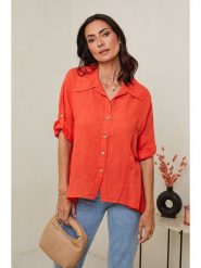 Le Monde du Lin Lniana koszula w kolorze pomarańczowym rozmiar: 40/42. Pomarańczowe koszule Le Monde du Lin, bez wzorów, ze lnu, klasyczne, bez kołnierzyka, bez ramiączek. Za 152.99 zł.