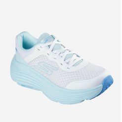 Sneakersy damskie Skechers Max Cushioning. Niebieskie buty sportowe lifestyle Skechers, bez wzorów, sportowe, bez zapięcia. Za 199.99 zł.