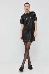 BOSS sukienka kolor czarny mini prosta. Czarne sukienki Boss, na co dzień, m, bez wzorów, z materiału, bez kołnierzyka, bez ramiączek, mini, proste. Za 979.99 zł.