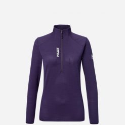 Bluza damska trekkingowa lekka MILLET Parmelan Light Fleece Po W. Fioletowe bluzy bez kaptura Millet, s, bez wzorów, z materiału, bez kaptura, trekkingowe. Za 179.00 zł.