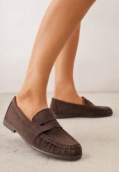 Ciemnobrązowe Marszczone Mokasyny VICES z Wkładką ze Skóry Naturalnej Nerihaneh. Brązowe mokasyny Born2be, bez wzorów, z jeansu. Za 89.99 zł.