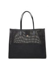 Tommy Hilfiger Torebka Th City Summer Tote Woven AW0AW17640 Czarny. Czarne shopper bag Tommy Hilfiger, bez wzorów, ze skóry, bez dodatków. Za 699.99 zł.