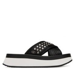 Klapki Liu Jo. Czarne klapki Liu Jo, bez wzorów, bez obcasa, bez zapięcia. Za 319.99 zł.