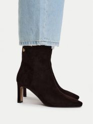 Nine West Botki EO-LB756192-1 Brązowy. Brązowe botki Nine West, bez wzorów, z materiału, bez obcasa, na słupku, bez zapięcia. Za 329.99 zł.